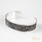 Ornate Patina Sterling Silver Cuff